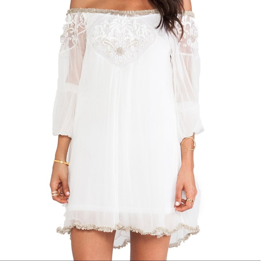 Embellished Off-Shoulder Tunic - Ivory Combo